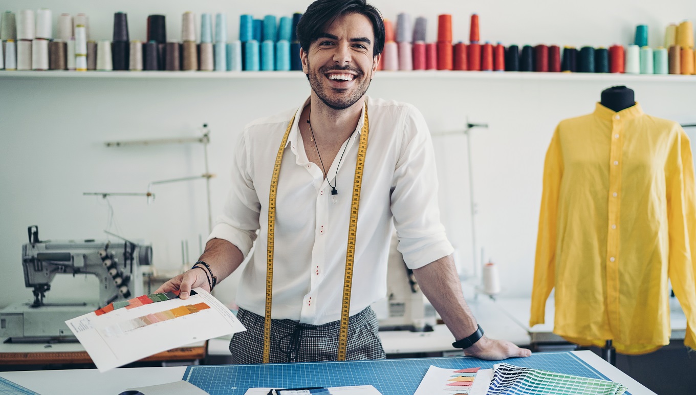 Male fashion designer working in the studio